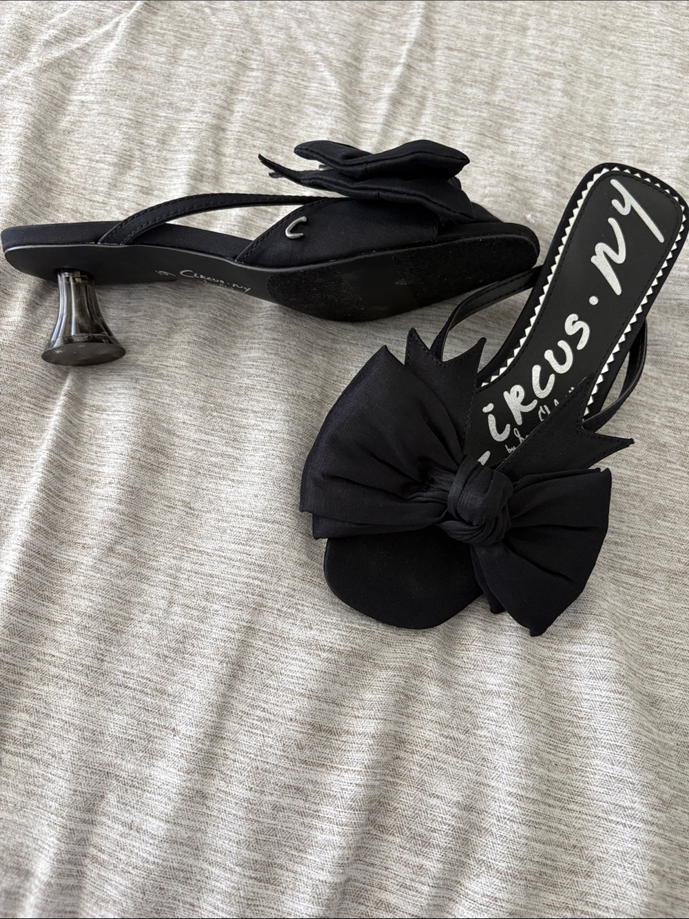 Circus by Sam Edelman Black Bow Kitten Heel Slides